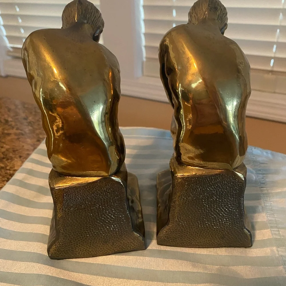 The Thinker brass book ends - Picture 2 of 8
